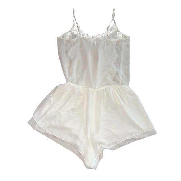 Flora Nikrooz Ivory Lace Trim Romper Lingerie Sz Small - Picture 1 of 4